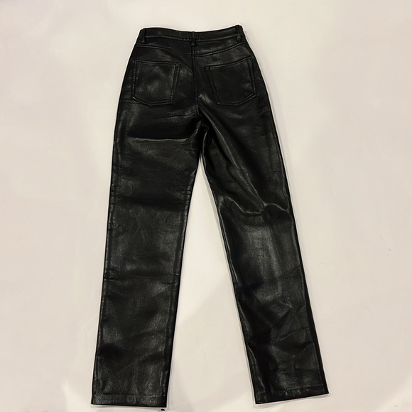 Aritzia Melina leather Pants high rise Straight Leg size 2 NWT - Picture 5 of 7